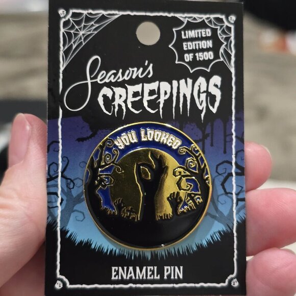 Season’s Creepings “You Looked” Pin – Limited Edition Gothic Skeleton Enamel Pin - Picture 1 of 2